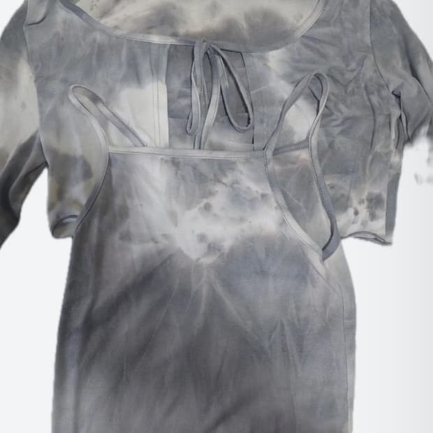 그레이 나염 가디건 나시 세트 