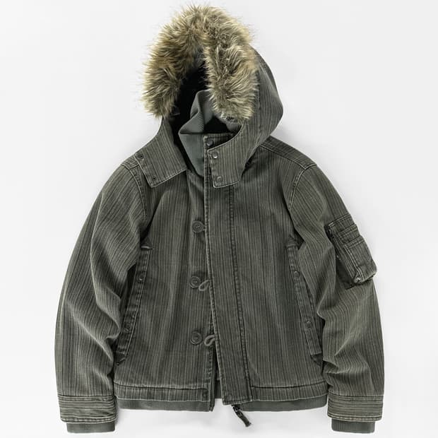 빈티지 도그하우스 N2B 스타일 밀리터리 퍼 후드 자켓