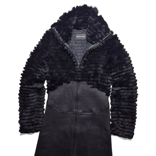 [S] 엠포리오 아르마니 퍼 레더 믹스 롱자켓