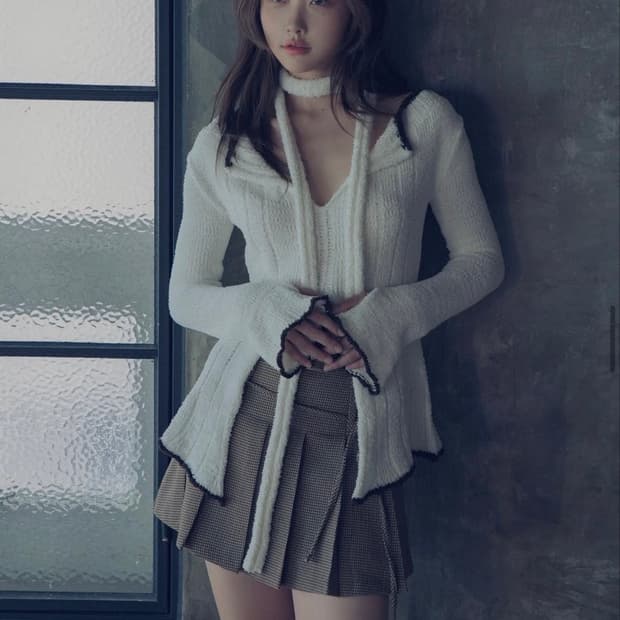 뉴얼린 Rabbit color point muffler knit set
