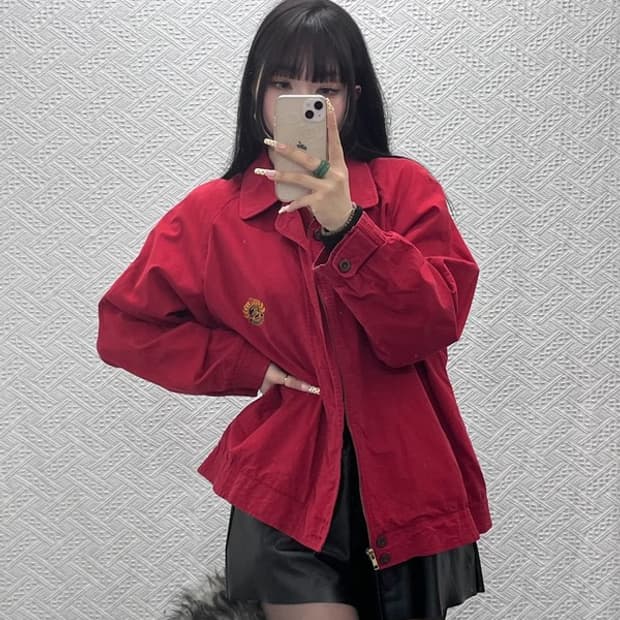 버버리 레트로 키치 월계수 자수패치 블루종 자켓 S C09666