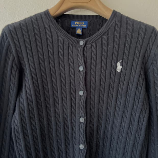 폴로랄프로렌 키즈 블랙 라운드니트 케이블니트