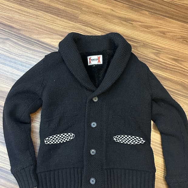 몽클레어 감므블루 숄카라 가디건 블랙 L