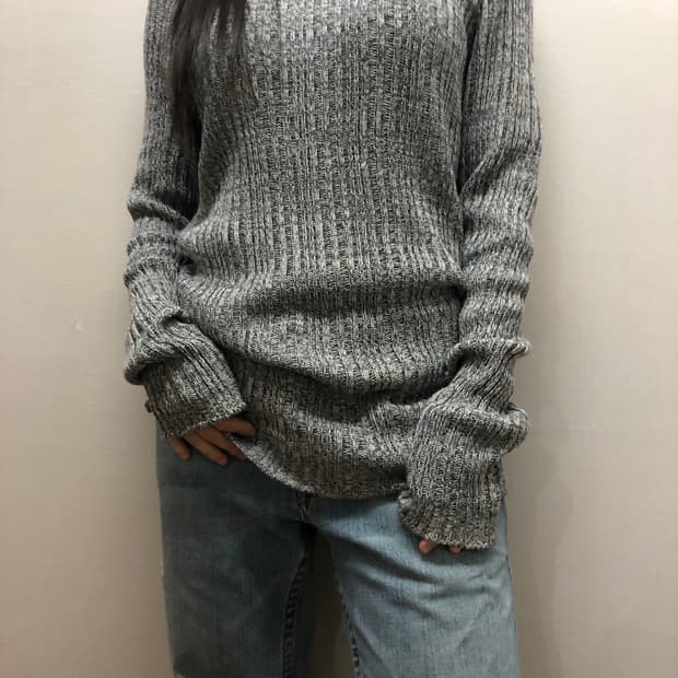 빈티지 버커루 라이트 그레이 니트
