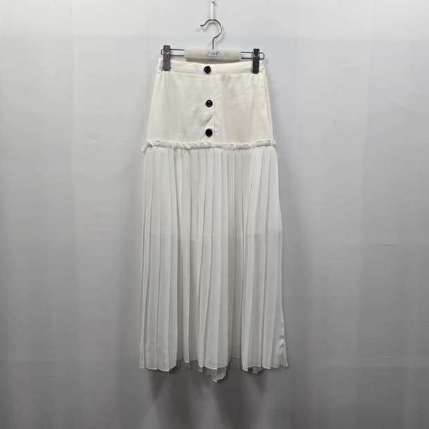1195 더블 스탠다스 화이트 플리츠 롱스커트