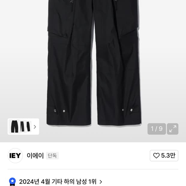 (L)IEY ANGLE CARGO PANTS Black