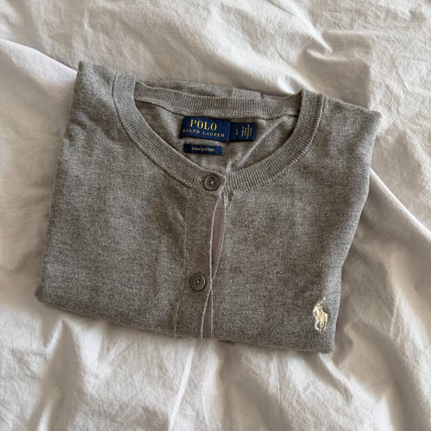 폴로랄프로렌 피마코튼 가디건 회색 L