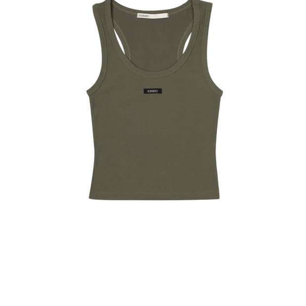 보헤미안서울 BASIC SLEEVELESS CROP TOP, KHAKI