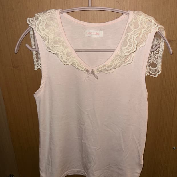 리즈리사 양산형 베이비핑크 레이스 나시