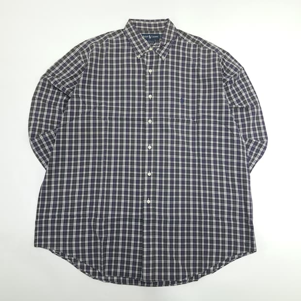 Co898 XL 폴로 랄프로렌 퍼플그린 스몰타탄체크 긴팔 셔츠 남방