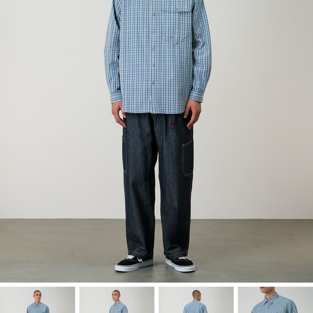 그라미치 포플린 밀우드 셔츠 블루 새상품