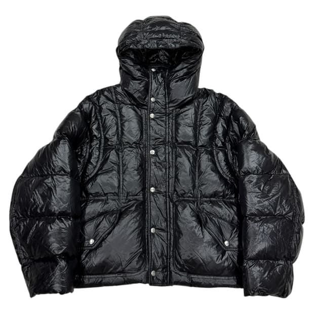 에이카화이트 글로시 덕다운 유광 점퍼 후드 패딩 자켓 블랙 M