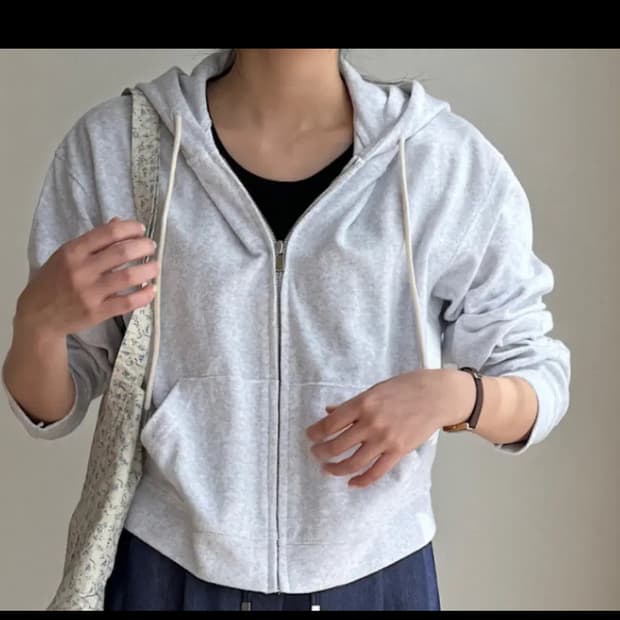 테리 후드 집업 - 백멜란