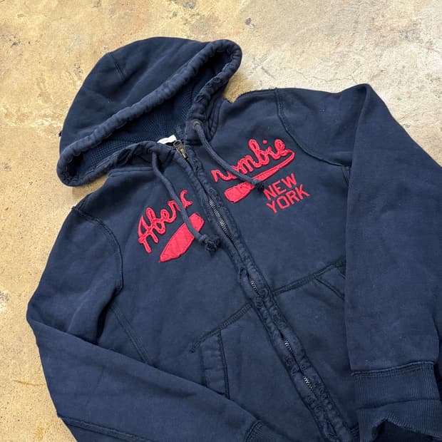 아베크롬비 네이비 레드 후드집업