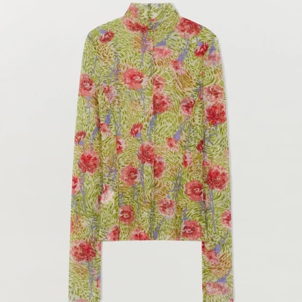 잉크 SOL Floral-Print Mockneck Top