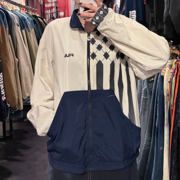 [IM] FILA 휠라 바람막이 아이보리 네이비