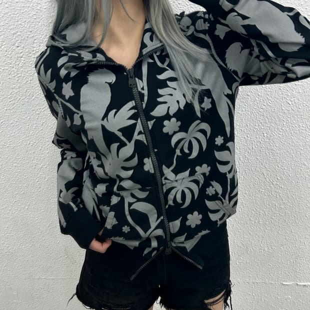 하이드로겐 패턴 블랙 후드집업 S