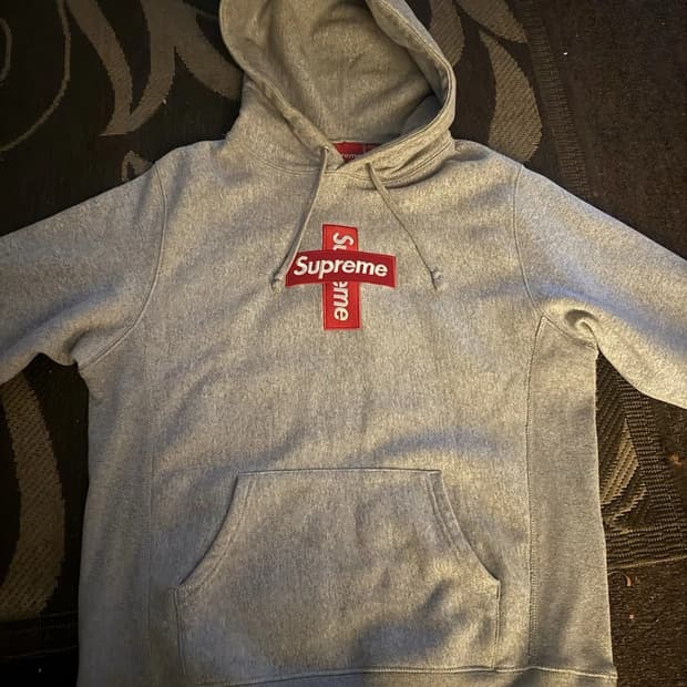 슈프림 크로스 박스 로고 후드 스웨트셔츠 헤더 그레이