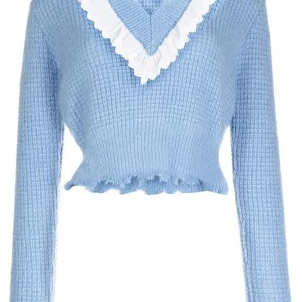 슈슈통 러플 브이넥 니트