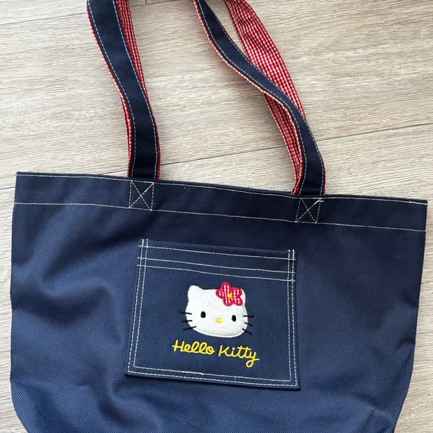 고전키티 헬로키티 빈티지 체크 데님백