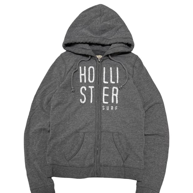 홀리스터 로고 회색 후드집업