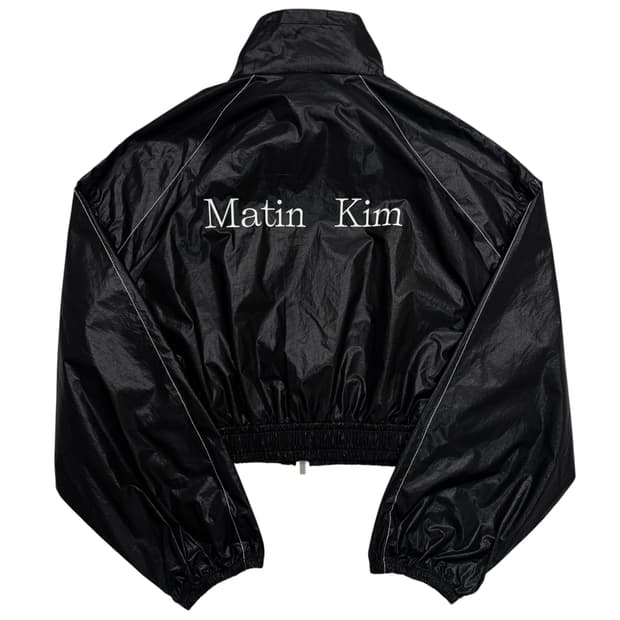 마뗑킴 코팅 크롭 블랙 블루종 자켓 M
