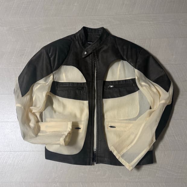 앤더슨벨 시어서커 레더 자켓 브라운 M