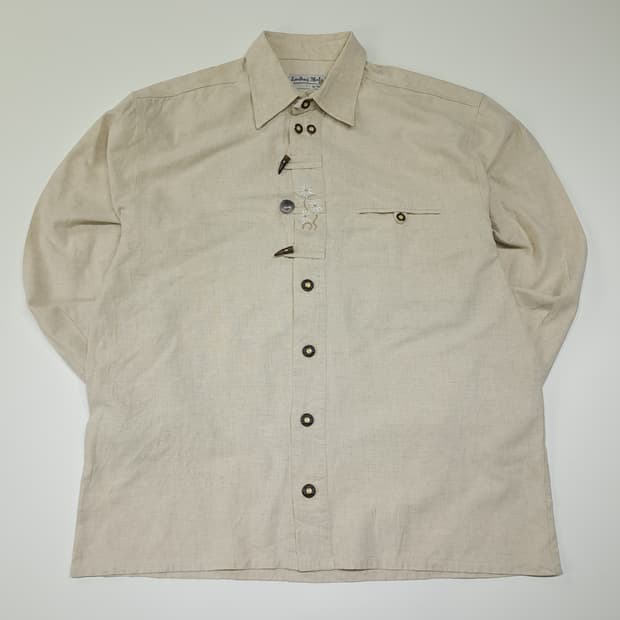 CL822 L 란트하우스 80s 독일 트라흐텐 바바리엔 린넨 알펜 셔츠