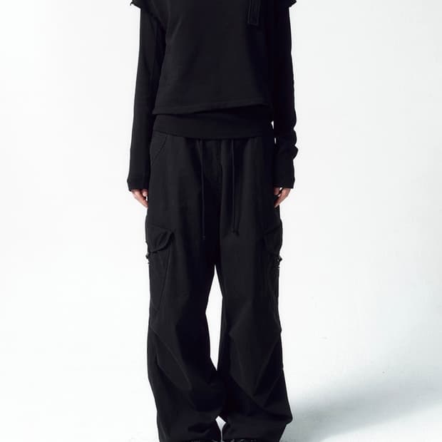 인사일런스 우먼 워시드 플라이트 카고 팬츠 BLACK