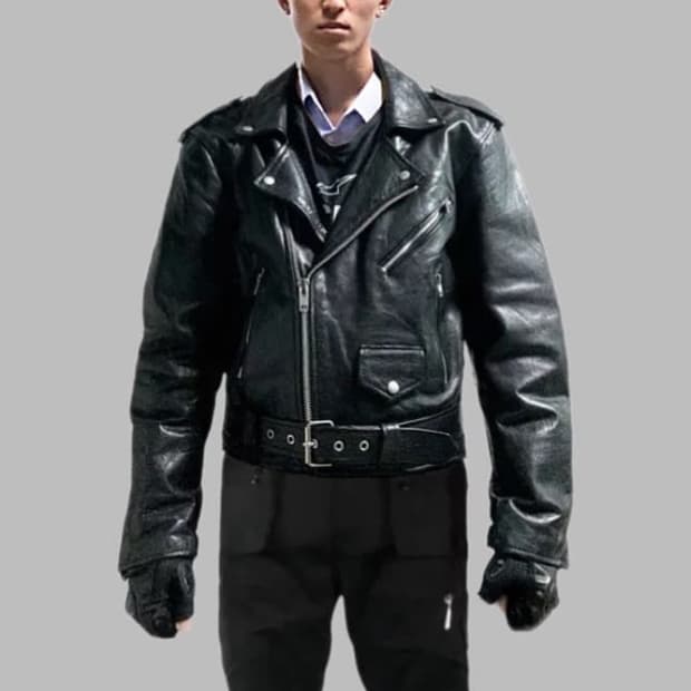 미국 빈티지 더블카라 소가죽 바이커자켓