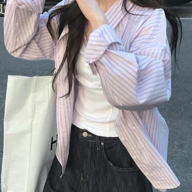 미니포에 피버 스트라이프 셔츠