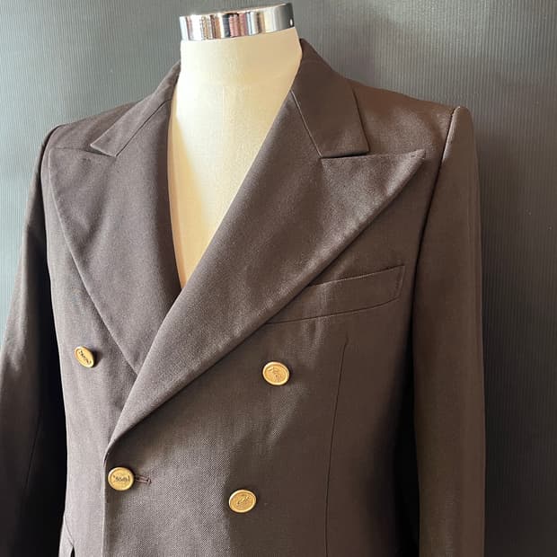  80s 프랑스 입생로랑 금장 로고 더블 자켓 Made in France