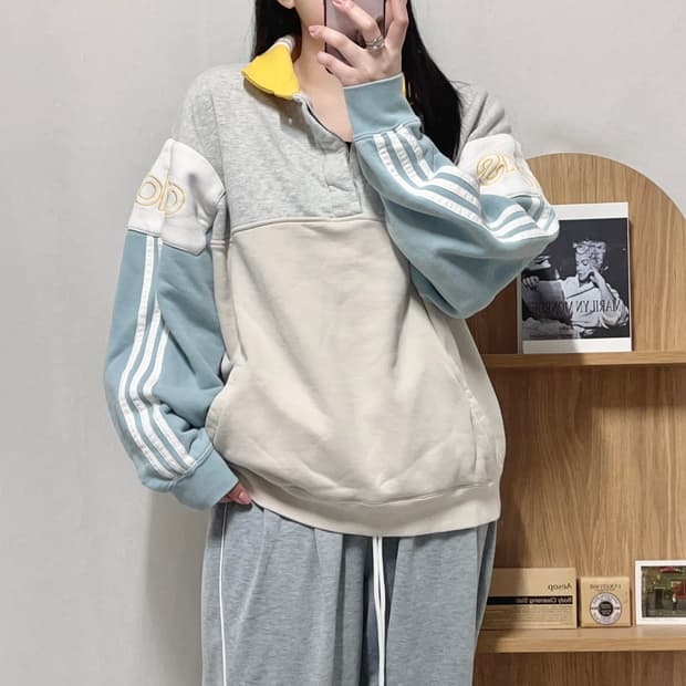 [정품] 아디다스 배색 하프 단추넥 [ 2XL ]