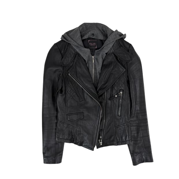 빈티지 양가죽 후드 가죽자켓