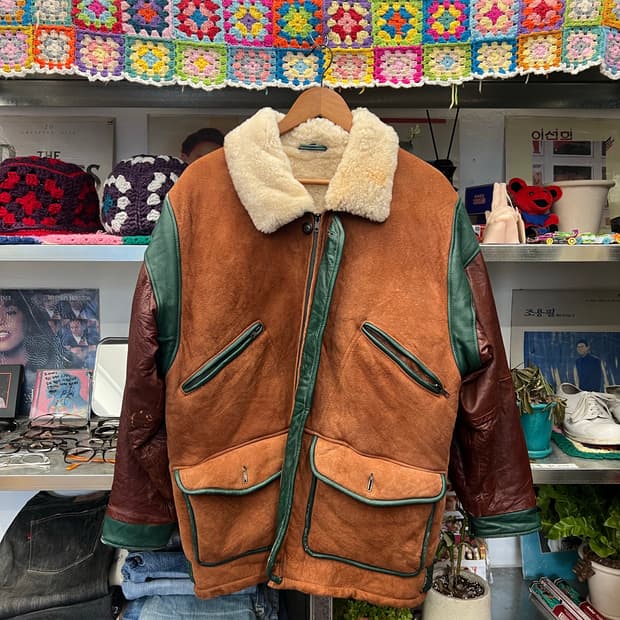 70s Vintage Shearling Leather Jacket