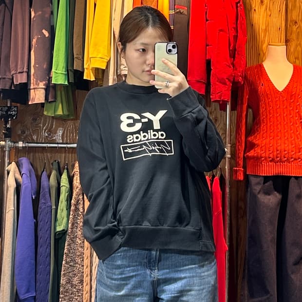 S Y-3 요지 야마모토 x 아디다스 빅로고 블랙 맨투맨
