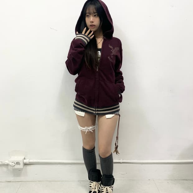 [AMERICAN EAGLE] 아메리칸 이글 버건디 y2k 후드집업