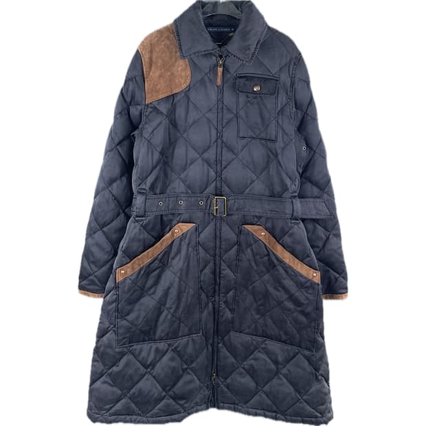 [XL] 폴로 랄프로렌 여성 퀼팅 벨티드 덕다운 롱 코트 일본판