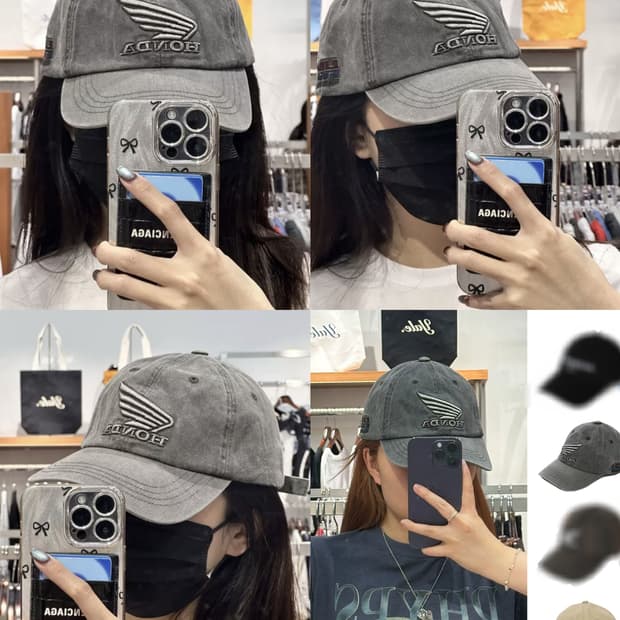 그레이 혼다 모토사이클 볼캡 모자 Wing logo Pigment