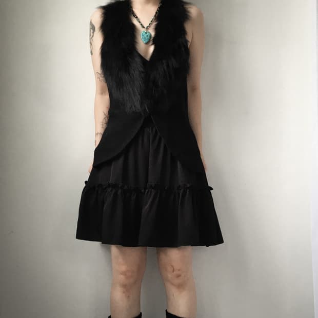 Fur layered knit vest