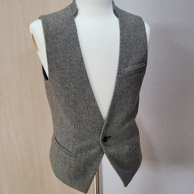 코모도스퀘어 COMODO 1버튼 모직 체크 조끼 100 브라운