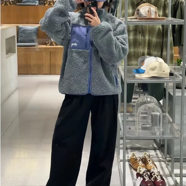 [M,L] 스투시 쉐르파 리버시블 자켓 퍼플