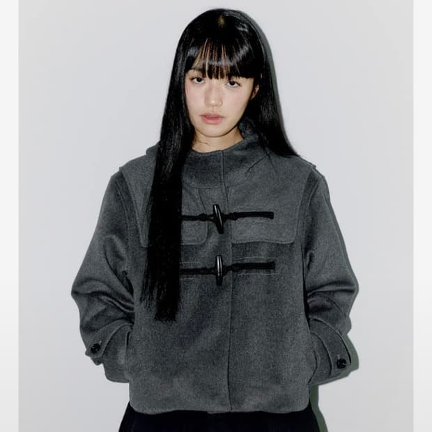 오피쉬 울 더플 숏코트 차콜