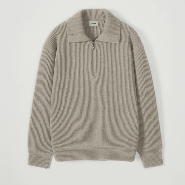 (L) 인더로우 하프집업니트 베이지