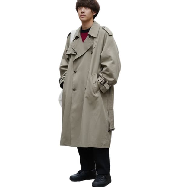 알렌느 발렌핏 베이지컬러 오버핏 트렌치코트