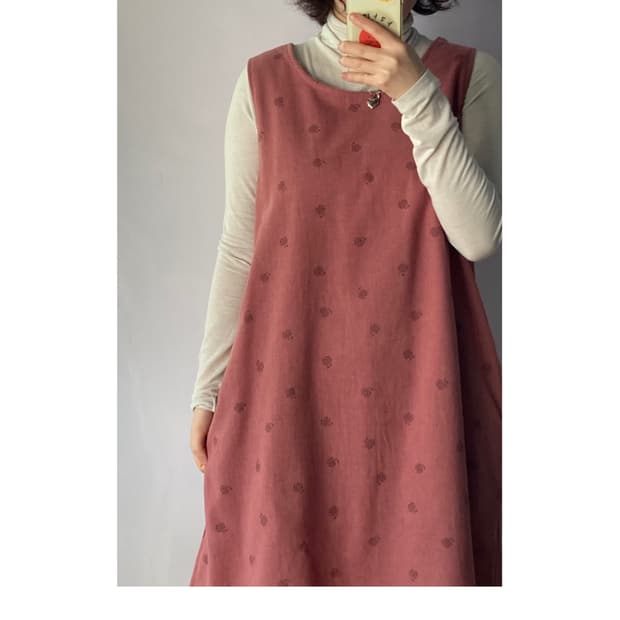 일본빈티지) 사과 패턴 기모원피스