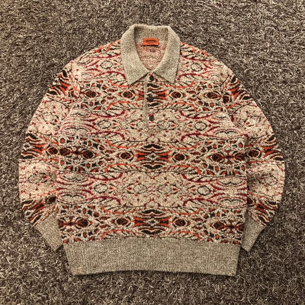 미쏘니 울 멀티컬러 패턴 카라 니트 