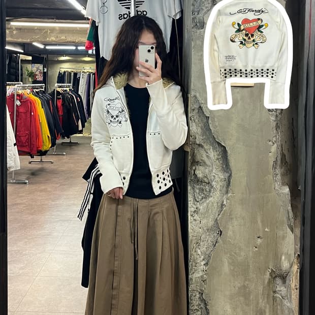 에드하디 큐빅 올드스쿨 타투 퍼 후드집업 아이보리 #csz2073