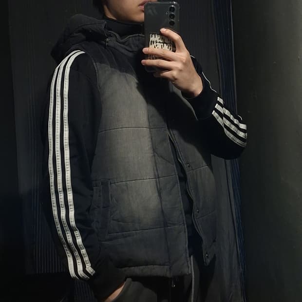 모디파이드 JP 피그먼트 그레이 워싱 스트릿 패디드 패딩조끼 패딩베스트