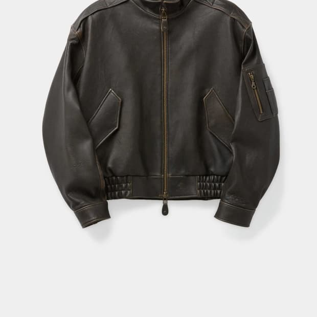 쿠어 빈티지 쉘터넥 레더 자켓 